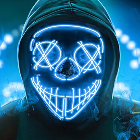 LED Halloween Mask, Light Up Purge Mask, Scary Glow Mask Cosplay Party Halloween Costumes for Kids Boys Men Women in Saudi Arabia