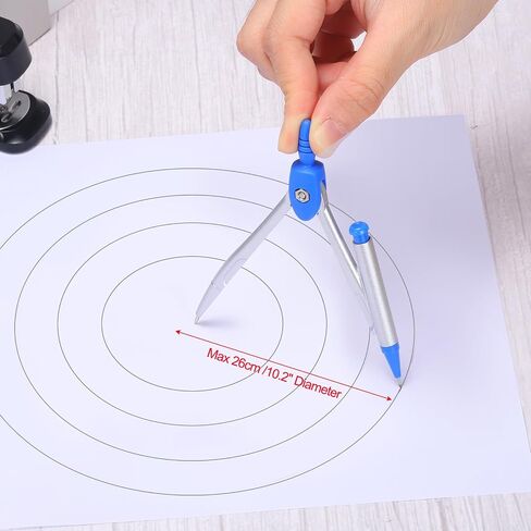 بوصلة إم آند جي للهندسة، 3 قطع بوصلة معدنية مع سلاسل إضافية أدوات قياس الرسم الهندسي للرياضيات للوازم المكتبية في الفصول الدراسية، فضي أزرق in Kuwait