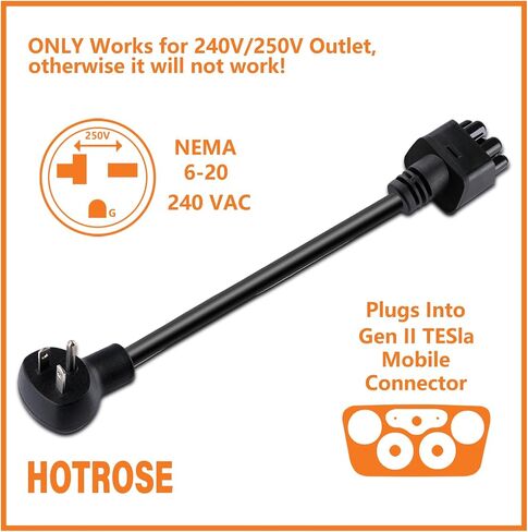 [16.5" Long Cable] NEMA 06-20 Adapter for Tesla Gen 2 Mobile Connector Portable Charger, Connect Tesla Mobile Charger to NEMA 06-20 Plug 240V Outlet 16 Amp Safe Charging in Saudi Arabia