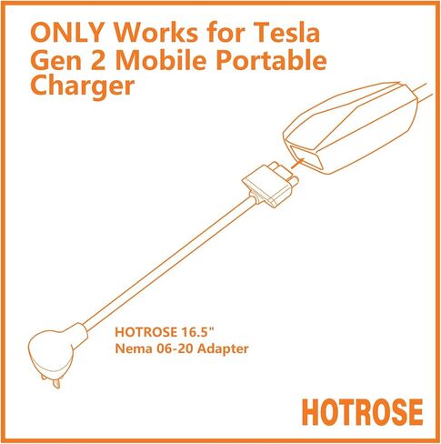 [16.5" Long Cable] NEMA 06-20 Adapter for Tesla Gen 2 Mobile Connector Portable Charger, Connect Tesla Mobile Charger to NEMA 06-20 Plug 240V Outlet 16 Amp Safe Charging in Saudi Arabia