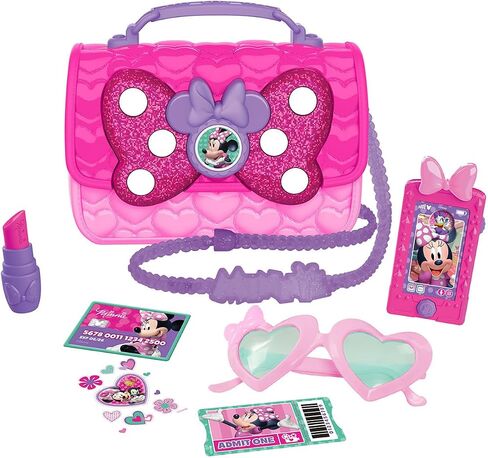 Disney Junior Minnie Mouse Bowfabulous Bag Set, 7-Piece Dress Up and Pretend Play Toy Purse, Kids Toys for Ages 3 Up by Just Play in Saudi Arabia