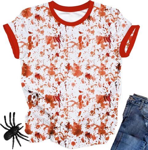 I'm Fine Bloody Shirt Halloween Horror Blood Tshirts Funny Blood Bloodstained Splatter Halloween Costume in Saudi Arabia