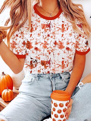 I'm Fine Bloody Shirt Halloween Horror Blood Tshirts Funny Blood Bloodstained Splatter Halloween Costume in Saudi Arabia
