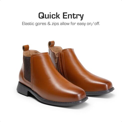 DREAM PAIRS Boys Chelsea Boots Side Zipper Classic Dress Boots for Kids in Kuwait