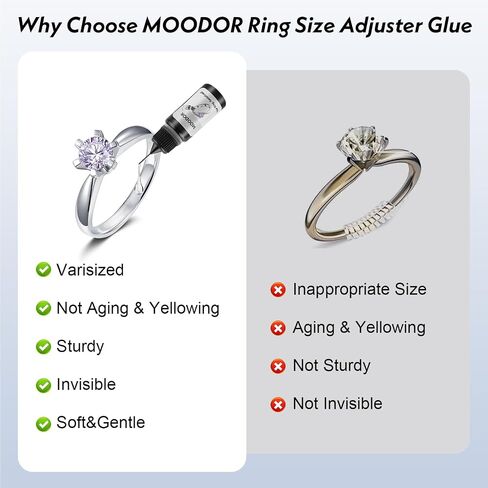 MOODOR 2PCS Ring Size Adjuster Glue, Effective Custom Fit Ring Sizers for Loose Rings Women, More Comfortable Invisible Ring Guards with U V Light Sturdy Ring Resizer Tightener for Any Shape Ring in Saudi Arabia
