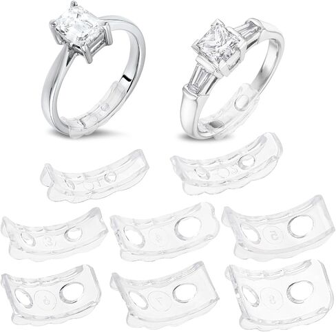 8 Pcs Invisible Ring Size Adjuster for Loose Rings Plastic Ring Sizers for Loose Rings Flexible Ring Guards with Hole Anti-Slip Ring Adjusters for Women Men Ring, 8 Sizes in Saudi Arabia