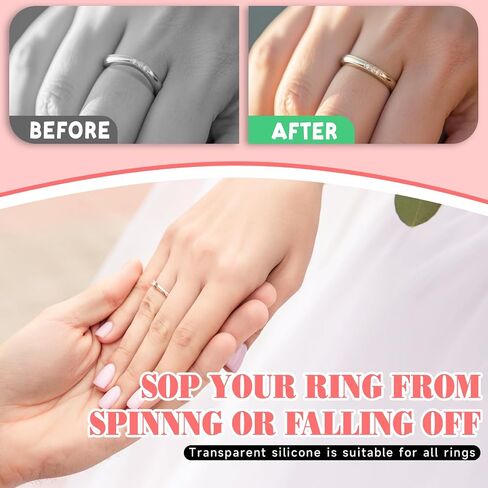 8 Pcs Invisible Ring Size Adjuster for Loose Rings Plastic Ring Sizers for Loose Rings Flexible Ring Guards with Hole Anti-Slip Ring Adjusters for Women Men Ring, 8 Sizes in Saudi Arabia