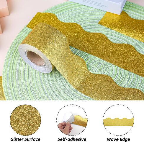 65 Feet Black Bulletin Board Borders Glitter Bulletin Board Trims Shine Scalloped Bulletin Board Borders Self-Adhesive Decorative Borders for School Classroom Decoration in Saudi Arabia