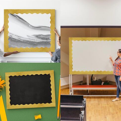 65 Feet Black Bulletin Board Borders Glitter Bulletin Board Trims Shine Scalloped Bulletin Board Borders Self-Adhesive Decorative Borders for School Classroom Decoration in Saudi Arabia