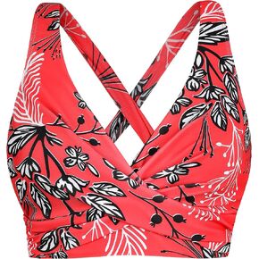 Mycoco Women's Underwire Bikini Top Full Coverage Crop Sport Bikini Top Push Up Criss Cross Swim Top