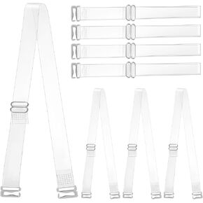 Clear Bra Straps, 4 Pairs Invisible Bra Straps Adjustable Transparent Bra Straps 10 Mm Thin Tpu Straps Elastic Dance Bra Straps Non-slip Bra Shoulder Straps Replacement for Women Girls Strapless Bras