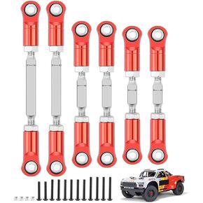 GLOBACT RC Steering Links, Adjustable Turnbuckles, Metal Tie Rods for ARRMA 1/8 Mojave 4S BLX (Red)