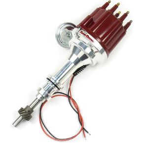 Pertronix D130711 Flame-Thrower Plug and Play Vacuum Advance Red Male Cap Billet Electronic Distributor with Ignitor II Technology for Ford Small Block