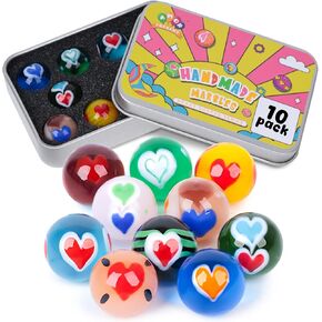 هدية AMOR 10 قطع من الكرات الزجاجية، كرات زجاجية ملونة مقاس 0.63 بوصة في صندوق صفيح لألعاب الأطفال in Kuwait