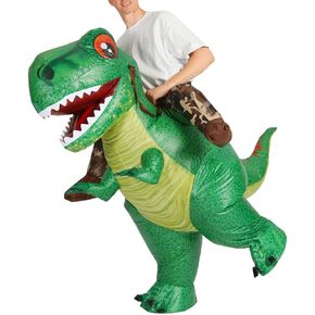 COMIN Inflatable Dinosaur Costume for Adults Ride-on Green Dino Funny Blow Up T-Rex Costume Halloween Party