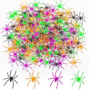 Labeol 160 PCS Fake Spiders, 4 Colors Halloween Realistic Plastic Fake Spider Toys, Spider Prank Props Halloween Scary Spiders for Halloween Party Home Decorations, Halloween Party Favors Supplies