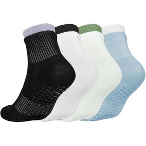 Women Grip Yoga Socks Non Slip Pilates Mini Crew Socks for Barre, Dance, Barefoot Workout, Athletic Socks