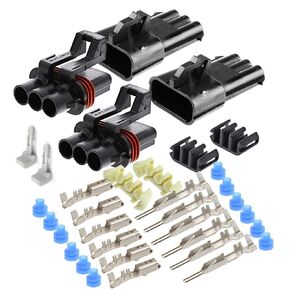2-Pack, 30Amp (3-PIN) Metri-Pack Waterproof Connector Terminals and Seals 10-12 AWG
