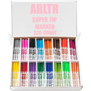 Washable Markers Bulk, Bulk Pack of 320 in 16 Vibrant Colors with Super Tip - Perfect for Kids' Classrooms & Teachers