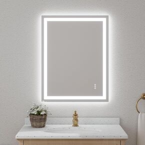 30"x36" LED Bathroom Mirror with Anti-Fog, Stepless Dimmable Double Lights, Front and Backlit, Shatter-Proof, Memory Function, Adjustable 3 Color Temperature