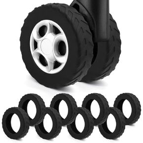 8Pcs Luggage Wheel Covers,Silicone Suitcase Wheel Cover for 2-2.4'' Spinner Wheel, Carry On Luggage Wheels Protector,Upgrade Suitcase Wheels Protective,Essential Travel Accessories（Black）