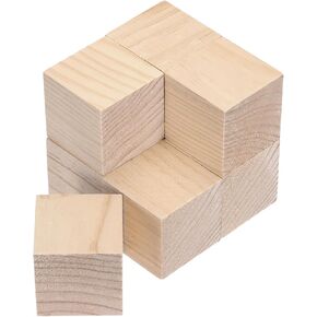 MECCANIXITY 10pcs Wood Blocks, 2"x2"x2" Square Unfinished Wood Cube for DIY, Arts Decoration, Crafts Whittling, Hand Carved