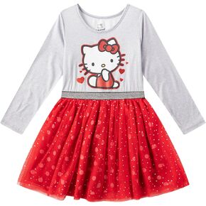 Hello Kitty Sanrio Girls Long Sleeve Dress for Toddlers and Big Kids