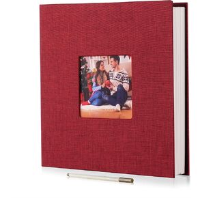 Baby Memory Book, Photo Album Self Adhesive with Picture Display Window,40 Pages GrassGreen Cover Scrapbook for Baby Boy or Girl with Scraper and Metallic Pen