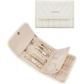 BAGSMART Travel Jewelry Organizer Case, Foldable Jewelry Roll Case for Necklaces, Earrings, Journey-Rings, Bracelets, Brooches, Portable Travel Essentials, Black