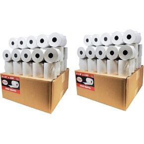 BuyRegisterRolls (100 لفة - 2 حافظة) 3 1/8 × 230 (سمك الورق 53 جرامًا لكل متر مربع) ورق طابعة الإيصالات الحرارية الممتاز من الدرجة الأولى خالٍ من مادة BPA