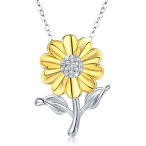 Cuoka You Are My Sunshine Necklace - Inspirational Romantic Sunflower Floral Necklaces Pendant Womens Jewelry Birthday Christmas Gift for Her Mom Wife Bestfriend Girlfriend