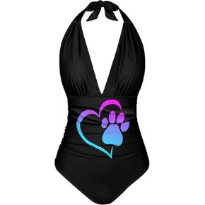 Women's One Piece Swimsuit Tummy Control Bathing Suit Halter Swimwear