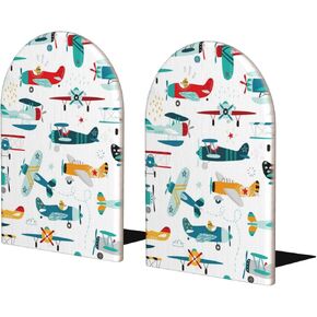 Cute Car Airplane Bookends Decorative Book Ends for Shelves Heavy Books Holder Organizer Non-Slip Desk Book End for Kids Room Office School Kitchen Home Desktop Decor 1 Pairs