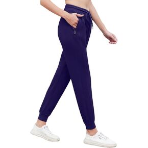 Sweatpants Women with Zipper Pockets,Elastic Waist Cotton Joggers,Soft Stretch Comfy Pants for Lounge,Athletic