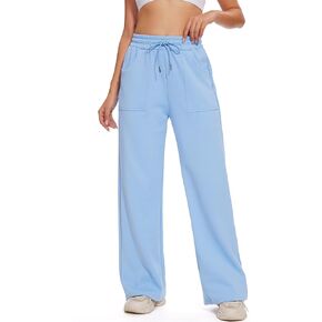 M MOTEEPI Womens Fleece Wide Leg Sweatpants Baggy High Waisted Winter Sweats Pants Straight Legs Athletic Pants with Pockets