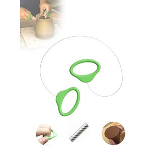 Mud Pottery Wire Tool, Clay Cutting Wire, Green Handle Standard Pottery Wire Cutter, Mud Wire Cut Off Tool for Pottery and Clay Artists