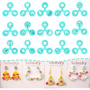 TAINSKY Christmas Polymer Clay Cutters, 51 Shapes Christmas Studs Clay Earrings Cutters, Mini Christmas Tree Clay Cutters for Polymer Clay Jewelry, Santa Clay Cutters (Studs Clay Cutters)