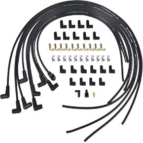 HEI Universal Spark Plug Wire Set 8mm with Black Silicone Jacket and 90 Degree Boots Replaces MSD 5553