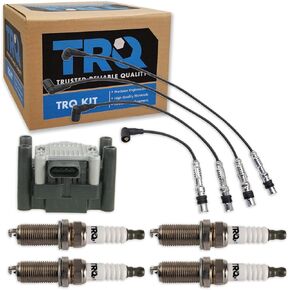 TRQ Ignition Kit Ignition Coil Spark Plugs Spark Plugs Wire Set Compatible with 1998-2001 Volkswagen Beetle 2000-2001 Golf Jetta