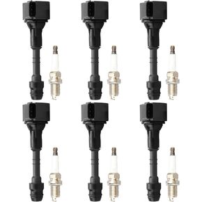 IRONTEK 6PCs Ignition Coil UF349 with 6 Spark Plugs for Nissan Altima/Frontier/Maxima/Murano/NV1500/NV2500/NV3500/Pathfinder/Quest/Xterra, for INFINITI I35/QX4, for Suzuki Equator