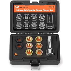 Axle Spindle Rethreading Kit,16 Piece Precision Restorer Master Repair Kit, Essential Tool for Mechanics - Includes Thread File and Axle Spindle Thread Chaser Set (16 Piece)