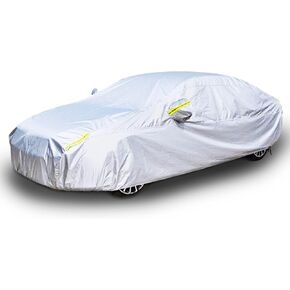 Full Car Cover, Waterproof Car Covers All Weather Snowproof Windproof Scratch Resistant Outdoor UV Protection with 6 Reflective Strips,190T Universal Fit Sedan (Length 177" to 185")