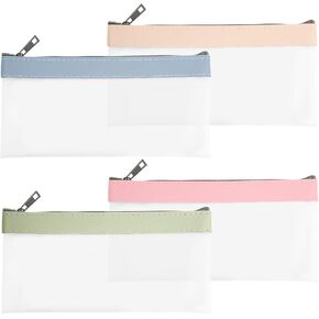 4 Pieces Money Bags With Zipper Clear Cash Envelopes 8.27× 4.13 inch Coin Purse Pouch Multi-Purpose Bank Deposit Check Wallet Reusable Waterproof Holder Travel Storage for Cosmetics Travel Storage