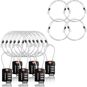 قفل Lumintrail مكون من 3 أرقام معتمد من إدارة أمن المواصلات الأمريكية، حزمة من 6 قطع مع عشرة كابلات بطول 4 أقدام in Kuwait