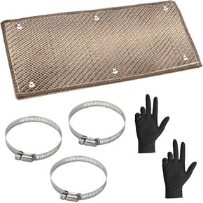 Exhaust Heat Shield, 6" x 12" Exhaust Wrap Heat Shield for Motorcycle Car ATV, Titanium Pipe Shield Wrap for Hoses, Lines, and Electrical Wiring Header Muffler Airbag Protection