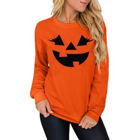 For G and PL Women's Halloween Long Sleeve Pumpkin Sweatshirt