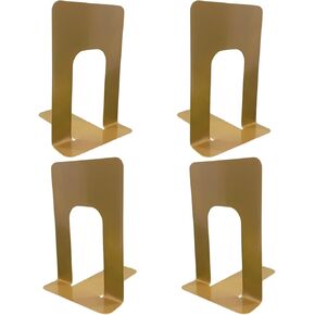 6 Pieces Gold Bookends for Shelves, Heavy Duty Metal Bookends Supports Heavy Books, Decorative Gold Stops for Home or Office Decoration - 3 Pairs.