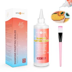 HTVRONT Diamond Painting Sealer - 300 ml Diamond Painting Glue Sealer with Brush, Protects Your Project and Make Sparkle, Fast Drying & Easy to Spread, Works Great for Puzzles, Diamond Paintings