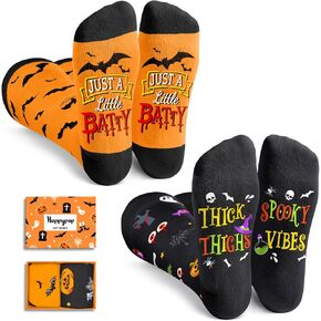 HAPPYPOP Halloween Gifts for Boys Girls - Knee Halloween Socks for Teens Adults, Spooky Gifts Kids