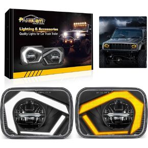 Partsam 2PCS H6054 LED Headlights 7x6 5x7 Headlamp Hi/Low Sealed Beam Lights [DOT Approved][Anti-glare][DRL] [Start & End Animation][Sequential Turn Signal]Compatible with Cherokee XJ Wrangler YJ etc
